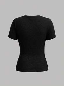 Girlism Teen Girl Plain Round Neck Casual Versatile Short Sleeve T-Shirt