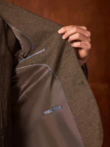 Officeau Furuyal Autumn And Winter Men's Suits Herringbone Tweed 3 Pieces Elegant Suit Set For Men Gentleman Solid Two Button Slim Fit Dress Formal Business Single Breasted Wedding Jacket Vest Pant With Set Prom Tuxedo Party Old Money Style Brown Size XS-3XL - Brown - View 9