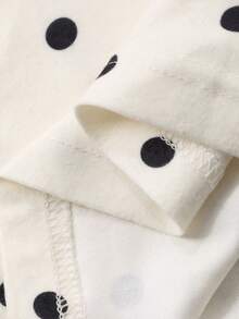 FRIFUL 女士时尚优雅波点印花蕾丝拼接系带T恤 - 白色 - 查看 7