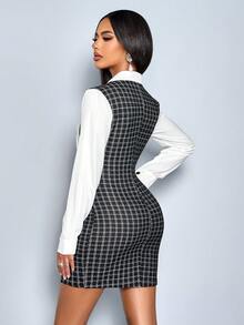 SOLERSUN 性感优雅简约春秋季女装连衣裙，秋季女装，冬季女装，返校节礼服，感恩节女装，返校季服装，教师服装，秋季服装（随机花朵图案） - 黑色 - 查看 2