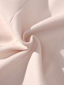 SHEIN Teen Girls Camel Waist Cinched Elegant Wool Blend Double-Breasted Jacket, Versatile For Commuting - White - View 6