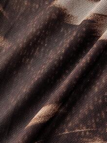 SHEIN MOD Sukienka maxi syrenka w kolorze brązowym z gradientowym kwiatowym nadrukiem, dopasowana, elastyczna, bez rękawów, w stylu western, w stylu boho, w stylu retro z lat 70., z motywem Y2K, idealna na randkę, imprezę, do użytku królewskiego, na festiwal i urodziny - Wielokolorowe - Zobacz 4