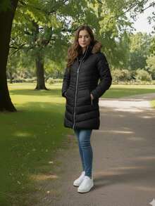 CAZADORA LARGA DE MUJER - Negro - Ver 1
