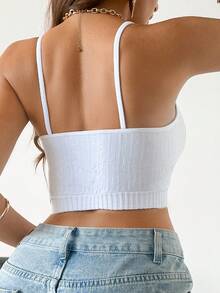 1 pieza Camiseta de tirantes blanca de mujer con diseño jacquard, capa base sin costuras