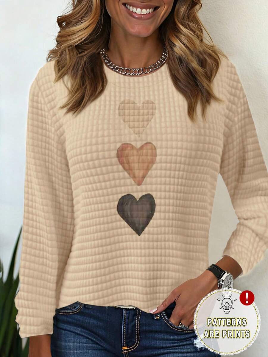 EMERY ROSE 派对长袖T恤，秋季女装，姐妹装，潮流单品，时尚上衣，美观长袖T恤，送姐妹的礼物，送妈妈的礼物，休闲简约时尚上衣 - 杏色 - 查看 1