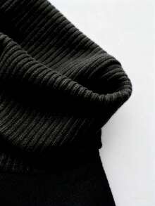 GlowEve CURVE 大码纯色高领保暖长袖T恤，秋冬季时尚之选 - 黑色 - 查看 6