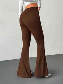 SHEIN PETITE 3pcs Women High Waist Bodycon Flared Pants Set, Suitable For Autumn And Winter - Multicolor - View 12