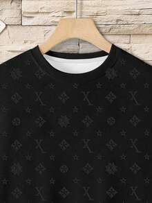 Manfinity Dauomo Men's Casual Fashion Street Vacation Style All-Over Print Loose Fit Short Sleeve T-Shirt, Summer - Black - View 4