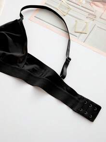 Women's Contrast Mesh Black Seamless Bra & Panty Underwear Set - Black - View 4