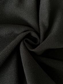 Lounesse Pantalones casuales de pierna ancha con cintura asimétrica de unicolor para mujer de talla grande - Negro - Ver 7