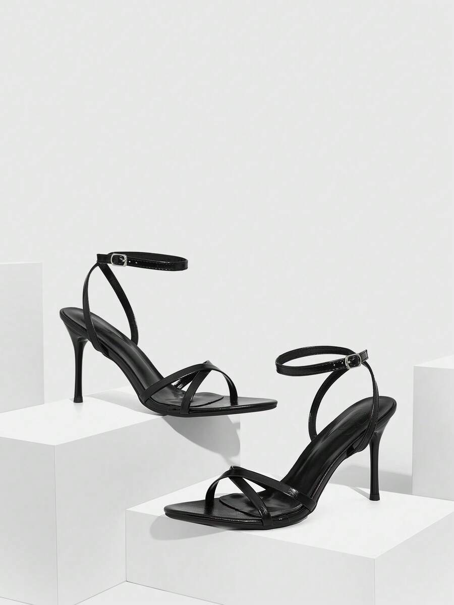 CUCCOO SZL 女士优雅简约高跟凉鞋，通勤必备 - 黑色 - 查看 1