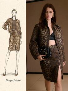 MOTF PREMIUM LEOPARD PRINT SIDE SLIT SKIRT, AUTUMN/WINTER - Mocha Brown - View 1