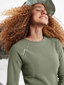 In My Nature 女士圆领休闲百搭抓绒长袖户外T恤，秋冬款