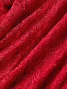 SHEIN MOD 红色蕾丝无肩带修身连衣裙，饰有3D立体花朵，复古皇家风，优雅浪漫，千禧年风格，完美适用于约会之夜、派对、皇家盛典、节日庆典、生日派对、舞会礼服和返校节等场合。 - 紅色 - 查看 4