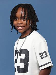 SUMWON Tween Boys Varsity Number 23 Streetwear Matching Set Loose Wide Leg Track Pants Oversized T-Shirt Two Piece Casual Urban Fashion Vacation - Black and White - View 5
