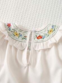 Cozy Pixies 女婴碎花圆领荷叶边泡泡袖连体衣