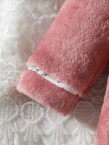 Barboteuse à manches longues et pieds pour bébé fille nouveau-né, en flanelle double face rose pastèque avec petites fleurs, douce et confortable - Rose orangé - Voir 8