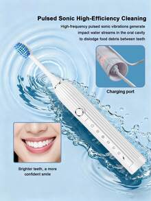 Teckwe 1PC Electric Toothbrush, Deep Cleaning, Suitable For Adults, Applicable For Home Use, Daily Use, Travel, Type-C Fast Charging, 500mAh Battery Capacity, Ultra-Long Battery Life, Oral Cleaning Set, Valentine's Day Gift - Multicolor - View 5