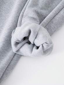 SHEIN ChillGRL 2件套 少女休闲纯色宽松高领长袖卫衣上衣 + 宽松运动裤 - 灰色 - 查看 6