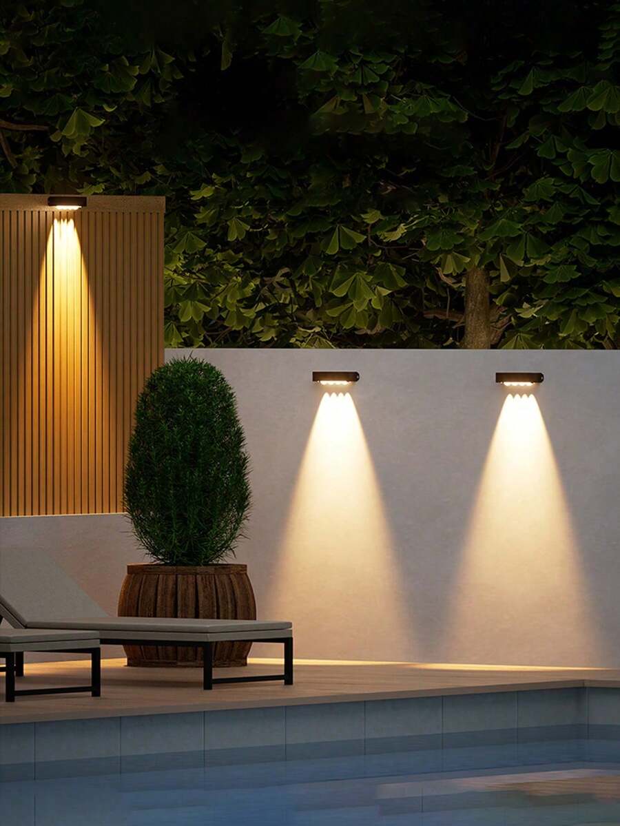 Mini Solar Wall Lights, 1 LED/2 LED/3 LED/4 LED, Solar Power Sensor, Auto On From Dusk To Dawn - Black - View 1