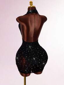 Amplova 水钻装饰露背紧身无袖派对礼服 - 黑色 - 查看 9