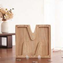 1 件木制英文字母存钱罐，透明木制储蓄罐，26 个英文字母装饰木制存钱罐，精致时尚的节日礼物，适合感恩节生日礼物毕业