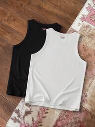 SWAVVY Men's Casual Ribbed Crew Neck Tank Top