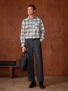 Officeau 男士西装裤，商务轻便长裤，男士正装裤，直筒休闲裤，春夏直筒纯色正装裤 - 灰色 - 查看 7