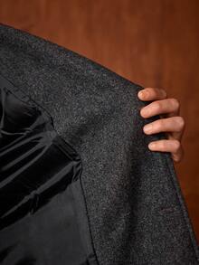 Officeau Men's Turn-Down Collar Mid-Length Jacket, Double-Breasted Trench Coat, For Fall Spring To Summer - Dark Grey - View 5