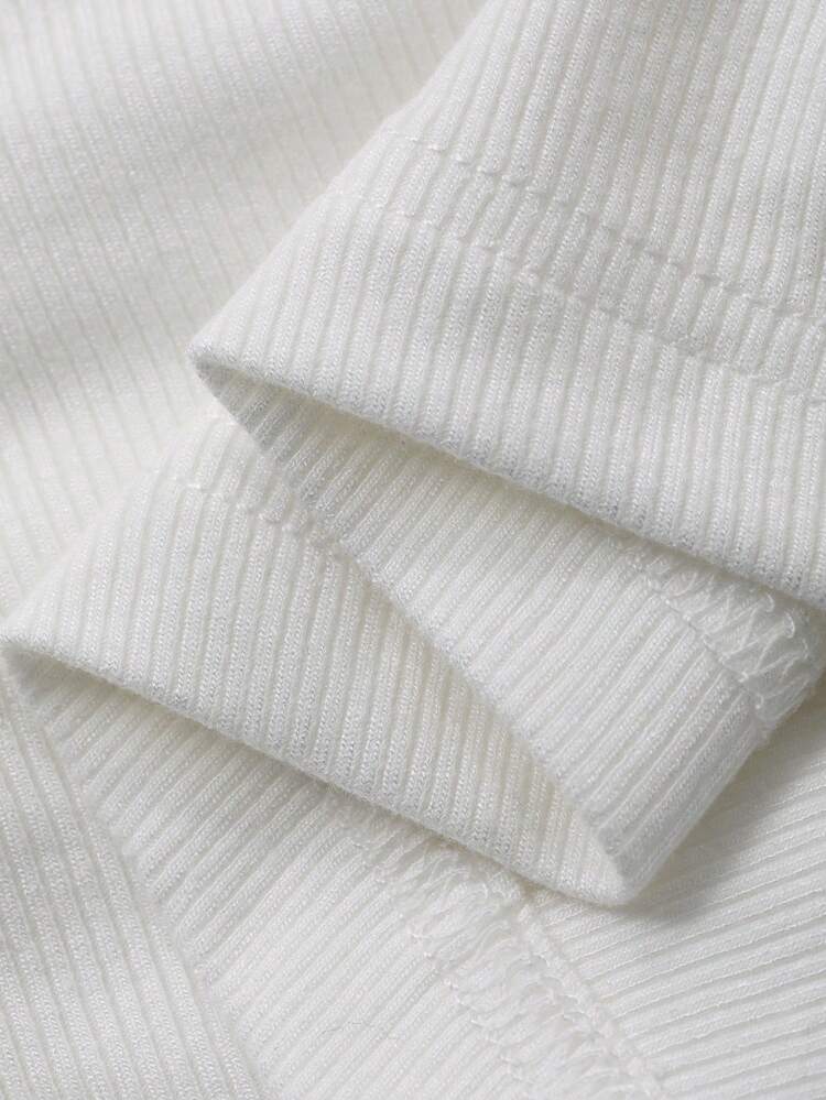 Dazy Plus Plus Size Stretchy Fitted Sexy Large Floral Print Pattern Cutout Asymmetric Shoulder Long Sleeve White T-Shirt Off The Shoulder