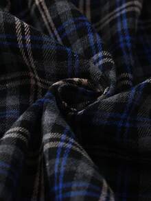 Tween Boys Pajamas-2 Pieces Pajama Set Plaid Navy Blue Green Classic Notched Collar Button Front Long Sleeve Top Chest Pocket White Piping Long Pants Elastic Waist Cozy Bedroom Lounge All Season 2026 Holiday Essential