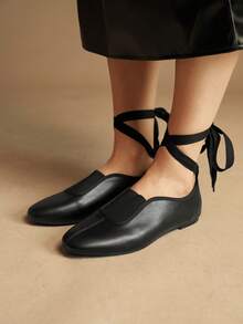 Rosivie Giày lười đế bằng đa năng dành cho nữ đi làm hàng ngày - màu đen - Xem 2