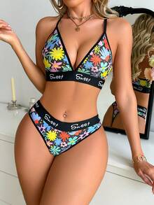 2pcs/Set Comfortable Colorful Printed Underwear Set - Multicolor - View 4