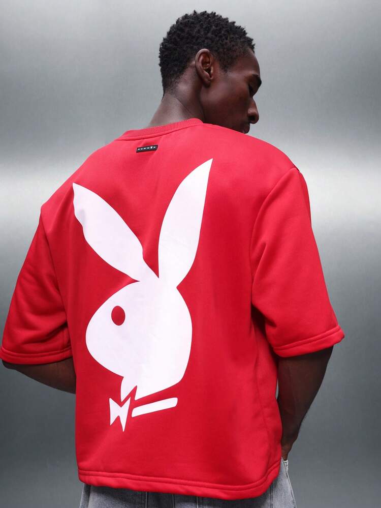 PLAYBOY X SUMWON Logo Graphic Oversized Short Sleeve Crew Neck T-Shirt For Men Casual Streetwear Summer