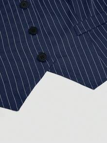 Franclia 时尚优雅修身条纹背心，女士无袖短款露脐时尚吊带衫 - 藏蓝色 - 查看 3