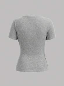 Girlism Teen Girl Plain Round Neck Casual Versatile Short Sleeve T-Shirt