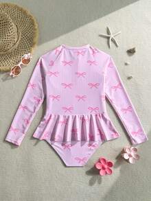 SHEIN Sparklyn Tween Girls One-Piece Swimsuit With Shoulder Straps, Long Sleeves, Zipper, Flared Skirt, Bow And Striped Print Bow Bathing Suits Bathing Suit Bows For Tweens Butterfly Bathing Suit Girls Modest Beach Dress Pink Beach Dress Pink One Piece Swimsuit For Teen Girls Swimsuit Girls Bathing Suits With Rash Guard Kids Girl Rash Guard 2 Piece Long Sleeve Swimsuit Girls Pink Swim Shirt For Girls Kids Swim Suits Pink Tween Pink Pink Bow Swimsuit Kids Long Sleeve Swimsuit For Tweens Long Sleeve Swimsuit For Girls Girls Modest Swimwear Burkini Swimsuit For Girls Tween Girl Rash Guard Set Tween Modest Swimsuits Tween Swimsuit Rashguard Kids Swimsuit​ Children's Swimwear Long Sleeve Swimsuit With Shorts Girls Kids Swim Suits Pink Shirt And Pants Set