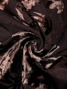 Ellevyn Women's Sleeveless Pleated Printed Mesh Knit Dress, Summer - Brown - View 9