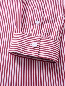 Manfinity Mode Men's Striped Print Button-Front Casual Business Long Sleeve Shirt