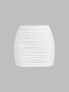 SHEIN EZwear 2pcs Plus Size Black Holiday Casual Skirt Set - Black and White - View 5