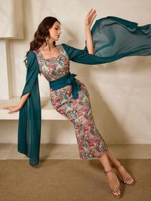 Al Najma New Spring/Summer Green Elegant Party Evening Dress For Women - Green - View 2