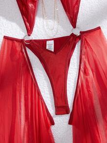 Fantasy Costume Sexy Series Shiny Halter Backless Lingerie Costume For Women - Red - View 4