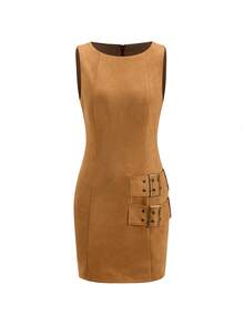 Ellevyn 女士时尚 PU 性感复古抹胸迷你连衣裙 夏季母亲节装扮 女士夏季装扮 毕业礼服 夏季服装 女士夏季连衣裙 - 黃色 - 查看 6