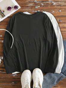 EMERY ROSE 女士两件套休闲圆领纯色长袖T恤，适合日常穿着 - 彩色 - 查看 2