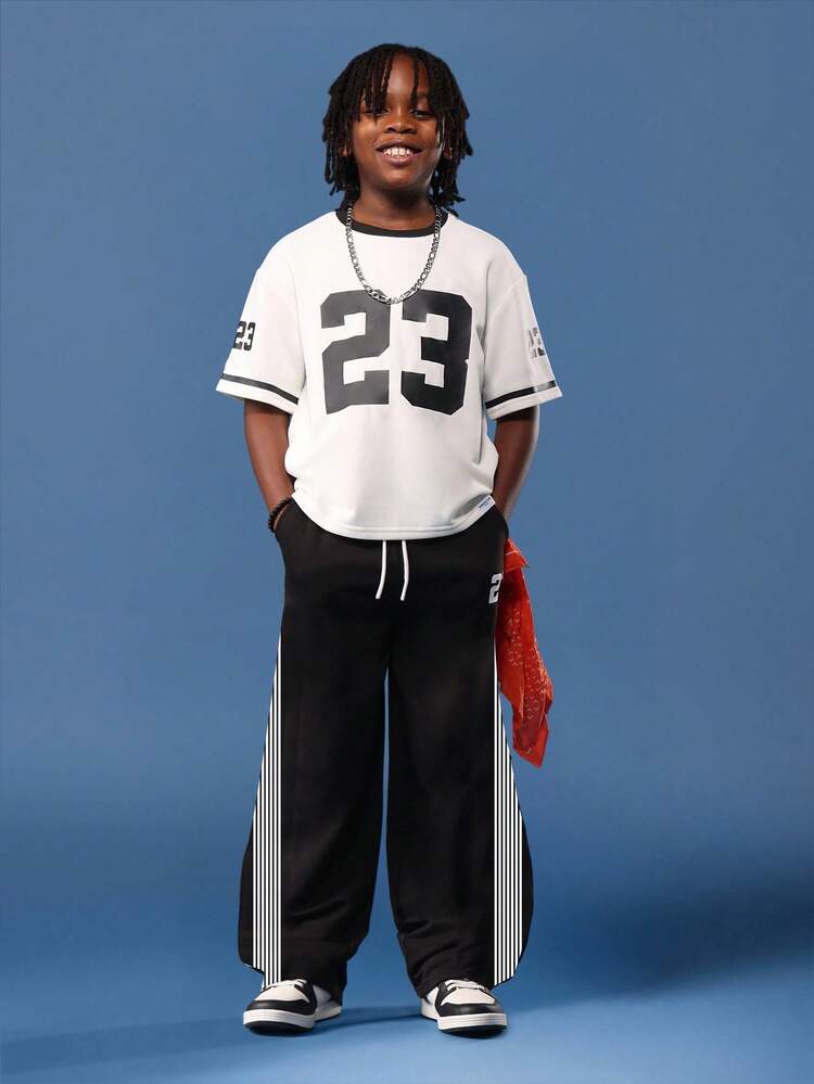Varsity Number T-Shirt With Wide Leg Track Pants