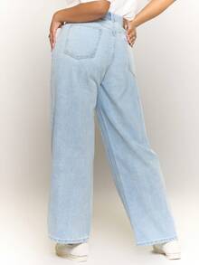 MUSERA Plus Size High Rise Straight Leg Light Wash Denim Jeans Everyday Winter Casual Cute Spring Summer