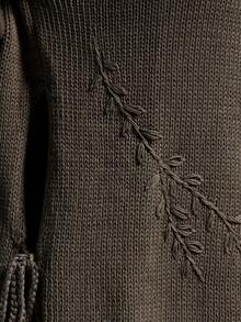 MYSTAURA Women's Casual Vacation Style 3D Embroidery Drop Shoulder Loose Side Slit Tie Knot Sweater, Autumn/Winter - Green - View 6