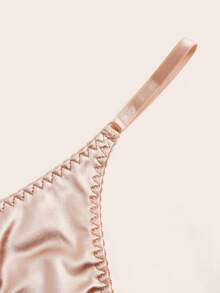 Charlaine Solid Satin Bra & Panty Lingerie Set - Apricot - View 3