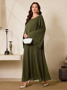 Al Najma Vestido de estilo de Oriente Medio, ropa casual y romántica para vacaciones para mujeres musulmanas - Verde - Ver 3