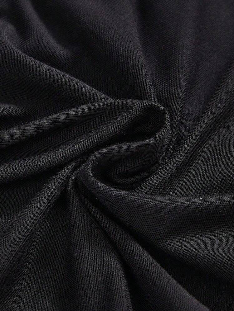 ROMWE Grunge Punk Y2K复古亚文化书法虎纹紧身抹胸上衣（女款） - 黑色 - 查看 3